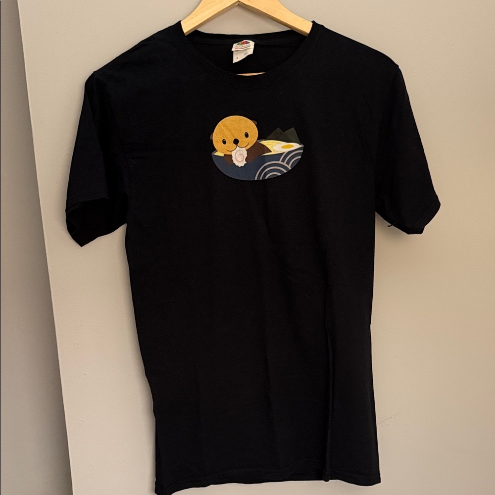 Black T-Shirt with Cute Ramen Bowl Design